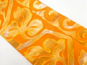 葉模様織り出し名古屋帯